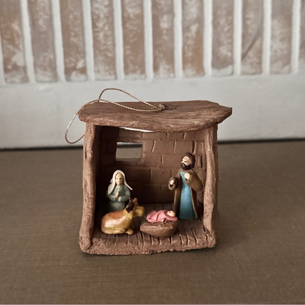 Handcrafted Clay Nativity Scene Ornament